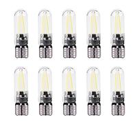 Qiilu 10pcs 12V W5W T10 194 LED Light Bulb 6000K White Super Bright Glass COB Filament LED Car Sidelight Interior Dome Map Lights Number Plate Bulb DRL Trunk Light(White)
