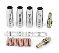 Qiilu 17pcs/set Welding Torch Nozzle Kit 0.8mm Contact Tips MIG MAG Nozzle Holder Fit for Binzel 15AK A7u877