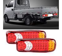 Qiilu 2 Pcs LED Tail Lights, 12V 46 LEDs Tail Lights Rear Brake Lamp Stop Turn Indicator for Car Truck Van Trailer Caravan Campers