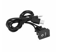 Qiilu 3.5mm Aux Socket Lead Mounting Panel Mount Cable 3.5mm Aux Extension Cable Usb Panel Flush Mount Cable QL04301 Car Boat Dash Flush Mount USB Port AUX Jack Extension Cable