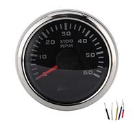 Qiilu 52mm/2in 6000RPM Tachometer Gauge, LCD RPM Tachometer with Hour Meter IP67 Waterproof for Auto Outboard Engine Construction Machinery Motorcycle