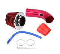 Qiilu Cold Air Intake Hose, 76mm 3 Inch Universal Car Cold Air Intake Filter Aluminum Induction Hose Pipe Kit (Red)