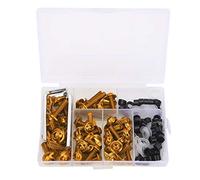 Qiilu Fairing Bolts Kit 158Pcs Set Universal Fairing Bolts Gasket Wrench Kit Motorcycle Accessory Universal ABS Aluminum Fairing Bolts Kit for Motorcycle Gold