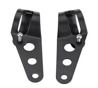 Qiilu Motorcycle Headlight Mounting Bracket, Side Mount Headlight Lamp Light Bracket Holder Fork Tube Clamp Kit for Chopper Cafe Racer Housing Mounting Clamps (Black)