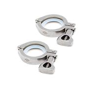QiiMii Stainless Steel 304 Heavy Duty Sanitary Clamp Single Pin Tri Clover 1.5 inch with 1 pc Silicone Gasket, 2 Pack