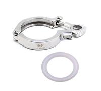 QiiMii Stainless Steel 304 Heavy Duty Sanitary Clamp Single Pin Tri Clover 2 inch with 1 pc Silicone Gasket, 1 Pack
