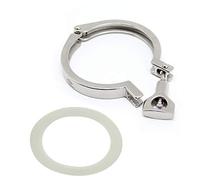 QiiMii Stainless Steel 304 Heavy Duty Sanitary Clamp Single Pin Tri Clover 3 inch with 1 pc Silicone Gasket, 1 Pack