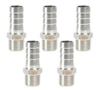 QiiMii Stainless Steel 304 Male Threaded Barb Hose Pipe Fitting Tail Connector with Thread Adaptor DFE Tail Pipe 1/2" x19MM， 5 Pack