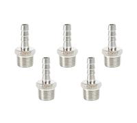 QiiMii Stainless Steel 304 Male Threaded Barb Hose Pipe Fitting Tail Connector with Thread Adaptor DFE Tail Pipe 1/2" x10MM， 5 Pack