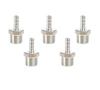 QiiMii Stainless Steel 304 Male Threaded Barb Hose Pipe Fitting Tail Connector with Thread Adaptor DFE Tail Pipe 1/2" x8MM， 5 Pack
