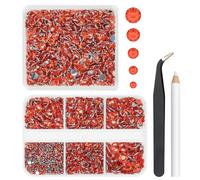 qiipii 2 Boxes Light Red Crystal Resin Rhinestones for Crafting 2mm-6mm Flatback Gems Stones Non-Hotfix Ruby Diamonds Crystals for Nails Face Eyes Makeup Tumblers Bottles Mugs DIY Crafts Clothes Shoes