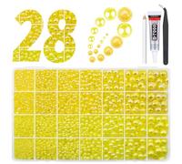 qiipii 2 Styles Lemon Yellow + AB Flatback Pearls for Bedazzling Crafting