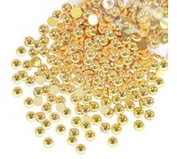 qiipii 220PCS 10mm Shiny Gold Round Half Round Pearls for Crafting Imitation Loose Flatback Beads Gems for Nails Face Eyes Makeup Wedding Tumblers Bottles DIY Crafts Bedazzling Clothes Shoes Phones