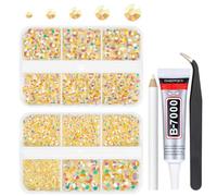 qiipii 3060PCS Champagne AB Resin Flatback Rhinestones Flatback Jelly Resin Rhinestones 2mm 3mm 4mm 5mm 6mm Non Hotfix Gems Stones Crystals Diamonds for Tumblers Mugs Bottles DIY Crafts Decoration etc