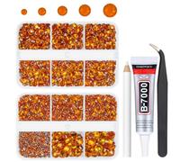 qiipii 3060PCS Orange Red Resin Rhinestones Crystal Orange Stones Crystals Diamonds 2mm 3mm 4mm 5mm 6mm Non-Hotfix Gems for Nails Face Eyes Makeup Tumblers Mugs Bottles DIY Crafts Clothes Shoes Phones