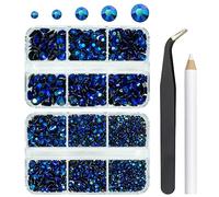 qiipii 3060PCS Sapphire Blue AB Resin Rhinestones for Crafts Dark Blue AB Flatback Jelly Rhinestone 2mm 3mm 4mm 5mm 6mm 5 Sizes Non-Hotfix Stones Diamonds Crystals Gems for Tumblers Bottles DIY Crafts