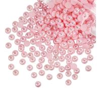 qiipii 380PCS 8mm Light Pink Round Half Round Pearls for Bedazzling Crafting Imitation Loose Flatback Beads Gems for Nails Face Eyes Makeup Wedding Tumblers Bottles DIY Crafts Clothes Shoes Phones