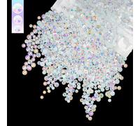 qiipii 3mm 4mm 5mm Mix White AB Resin Rhinestones for Crafting Flatback Jelly Gems Stones Bulk SS10 SS16 SS20 Diamonds for Nails Face Eyes Makeup Mugs Tumblers Bottles DIY Crafts Clothes Shoes Phones