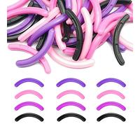 qiipii 40 pcs Eyelash Curler Refills Curler Refill Pads Soft Rubber Curler Replacement Refills Pads for Universal Eyelash Curler with a Clear Storage Box (Black, Purple, Rose Red, Pink * 10)