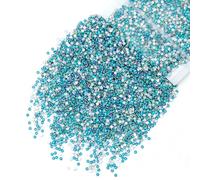 qiipii 5300PCS 3mm Blue Zircon AB Resin Crystal Rhinestones for Crafting Flatback Teal Blue Stones Bulk SS10 Non-Hotfix Diamonds Crystals Gems Charms for Nails Face Eyes Makeup Tumblers Bottles Crafts