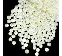 qiipii 70PCS 14mm Beige White Round Half Round Pearls for Crafting Imitation Loose Flatback Beads Gems for Nails Face Eyes Makeup Wedding Tumblers Bottles DIY Crafts Bedazzling Clothes Shoes Phones