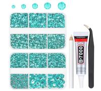 qiipii Aquamarine Blue Resin Rhinestones for Bedazzling Crafting Lake Blue Flatback Gems Stones 2mm-6mm Water Blue Diamonds Crystals Gems for Nails Face Eyes Makeup Tumblers Bottles DIY Crafts Shoes