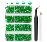 qiipii Emerald Green AB Resin Rhinestones for Crafting 2mm 3mm 4mm 5mm 6mm Flatback Jelly Stones Diamonds Crystals Gems for Face Eyes Makeup Tumblers Mugs Bottles DIY Crafts Clothes Shoes Phones Car