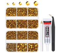 qiipii Gold Resin Flatback Rhinestones for Bedazzling Crafting Metallic Golden Flatback Jelly Stones 2mm 3mm 4mm 5mm 6mm Non-Hotfix Golden Gems for Nails Face Eyes Makeup Tumblers Bottles DIY Crafts