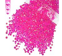 qiipii Hot Pink AB Resin Rhinestones for Crafting 3mm 4mm 5mm Mix Rose Pink AB Flatback Jelly Stones Bulk Diamonds Crystals Gems for Nails Face Eyes Makeup Tumblers Bottles Crafts Clothes Shoes Phones