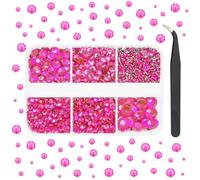 qiipii Hot Pink Resin Crystal Rhinestones for Bedazzling Crafting 2mm 3mm 4mm 5mm 6mm Flatback Stones Gems Diamonds Crystals for Nails Face Eyes Makeup Tumblers Bottles DIY Crafts Clothes Crocs Shoes