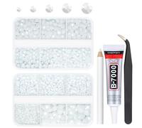qiipii 3060PCS White Resin Flatback Rhinestones for Tumblers Pure White Flatback Jelly Resin Rhinestones 2mm 3mm 4mm 5mm 6mm Non Hotfix Gems Stones Diamonds for Tumblers Mugs Bottles DIY Crafts