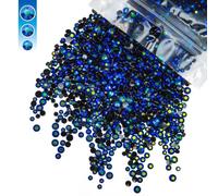 qiipii Sapphire Blue AB Resin Rhinestones for Crafting 3mm 4mm 5mm Mix Black AB Flatback Jelly Stones Bulk SS10 SS16 SS20 Diamonds Gems for Nails Face Eyes Makeup Tumblers Bottles DIY Crafts Clothes