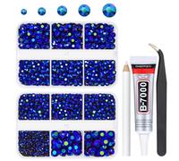 qiipii 3060PCS Sapphire Blue AB Resin Rhinestones for Crafts Dark Blue AB Flatback Jelly Rhinestone 2mm 3mm 4mm 5mm 6mm 5 Sizes Non-Hotfix Stones Diamonds Crystals Gems for Tumblers Bottles DIY Crafts