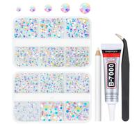 qiipii White AB Resin Flatback Rhinestone for Tumblers Crafting 2mm 3mm 4mm 5mm 6mm Flatback Jelly Stones Gems Diamonds for Face Eyes Makeup Mugs Bottles DIY Crafts Decor Clothes Shoes Phones Bookes