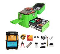 QIIRUN AI-9 Fusion Splicer Machine with Tutorials Videos, Fibre Fusion Splicing Machine Core Alignment Automatic Focus Fast 5s Splicing 15s Heating with Large Battery (Green Toolbox)