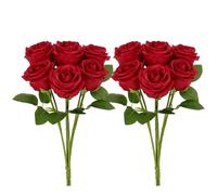 QiiWuic 12 Pcs Red Roses, Red Roses Artificial Flowers, Red Flowers, Red Artificial Flowers for Home Decor, Fake Roses Arrangement with 34cm Stem Length, Silk Flowers for Various Occasions