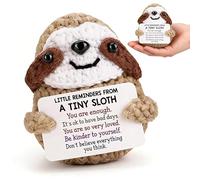 QiiWuic Positive Gifts to Cheer Someone Up,Emotional Support Gift for Daily Positivity, Handmade Crocheted Sloth Teddy for Desk Decor and Stress Relief, Motivational You've Got This Gift