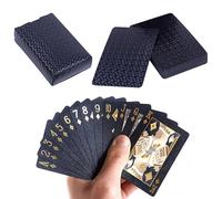 qijiefenCC Waterproof Poker, 54 Sheet Playing Cards, For Party Games, Interaction, Group Activities, 8,8 x 5,8 cm, Black
