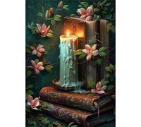 Qijinn 5D Candles Flower Diamond Painting Kits for Adults Beginners,DIY Square Full Drill Diamond Art Crystal Rhinestone Cross Stitch Painting by Numbers Picture for Home Wall Decor 80x100cm
