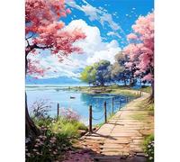 Qijinn 5D Coastal Path Diamond Painting Kits for Adults Beginners,DIY Round Full Drill Diamond Art Crystal Rhinestone Cross Stitch Painting by Numbers Picture for Home Wall Decor 60x80cm