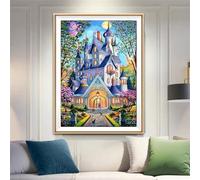 Qijinn 5D Diamond Art Painting Kit,Castle Garden Diamond Art Kits for Adults,DIY Round Full Drill Diamond Painting Rhinestone Canvas Embroidery Craft for Home Wall Decor Gifts 90x110cm