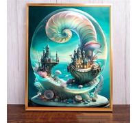 Qijinn 5D Diamond Art Painting Kit,Castle Marine Life Diamond Art Kits for Adults,DIY Square Full Drill Diamond Painting Rhinestone Canvas Embroidery Craft for Home Wall Decor Gifts 30x40cm