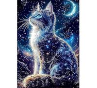 Qijinn 5D Diamond Art Painting Kit,Cat Starry Sky Diamond Art Kits for Adults,DIY Square Full Drill Diamond Painting Rhinestone Canvas Embroidery Craft for Home Wall Decor Gifts 100x130cm