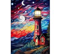 Qijinn 5D Diamond Art Painting Kit,Lighthouse Starry Sky Diamond Art Kits for Adults,DIY Square Full Drill Diamond Painting Rhinestone Canvas Embroidery Craft for Home Wall Decor Gifts 60x80cm