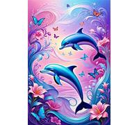 Qijinn 5D Diamond Art Painting Kit,Whale Lily Diamond Art Kits for Adults,DIY Square Full Drill Diamond Painting Rhinestone Canvas Embroidery Craft for Home Wall Decor Gifts 90x110cm