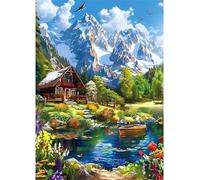 Qijinn 5D Farmers River Diamond Painting Kits for Adults Beginners,DIY Round Full Drill Diamond Art Crystal Rhinestone Cross Stitch Painting by Numbers Picture for Home Wall Decor 40x50cm