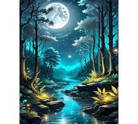 Qijinn 5D Jungle Night View Diamond Painting Kits for Adults Beginners,DIY Square Full Drill Diamond Art Crystal Rhinestone Cross Stitch Painting by Numbers Picture for Home Wall Decor 80x100cm