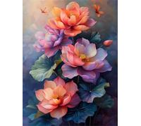 Qijinn 5D Lotus Purple Pink Diamond Painting Kits for Adults Beginners,DIY Round Full Drill Diamond Art Crystal Rhinestone Cross Stitch Painting by Numbers Picture for Home Wall Decor 100x130cm
