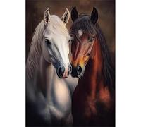 Qijinn 5D Love Horse Diamond Painting Kits for Adults Beginners,DIY Round Full Drill Diamond Art Crystal Rhinestone Cross Stitch Painting by Numbers Picture for Home Wall Decor 30x40cm