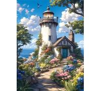 Qijinn 5D Road House Lighthouse Diamond Painting Kits for Adults Beginners,DIY Square Full Drill Diamond Art Crystal Rhinestone Cross Stitch Painting by Numbers Picture for Home Wall Decor 40x50cm